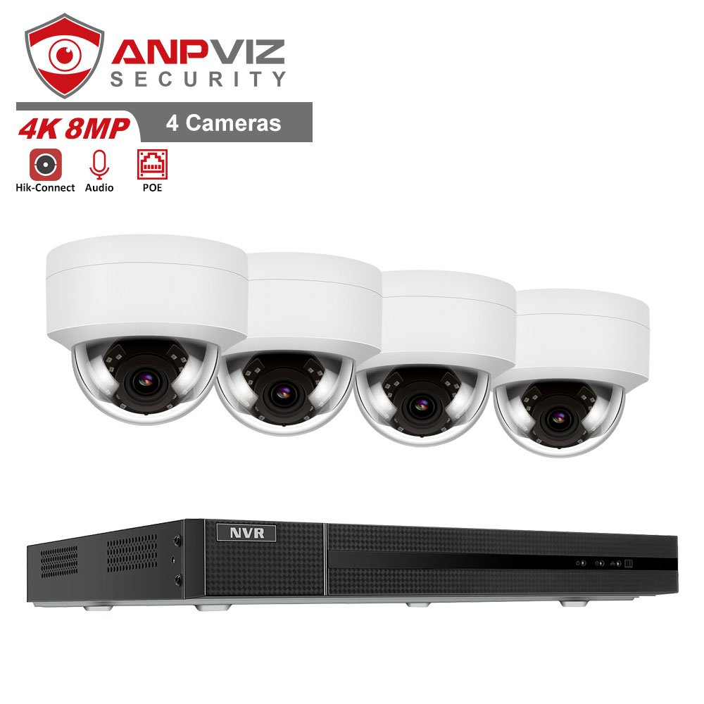 Anpviz 4 шт. 8MP IP POE система камер безопасности 8CH 4K 8MP NVR комплект CCTV Широкий угол 2,8 мм фиксированный объектив ночное видение Обнаружение движения