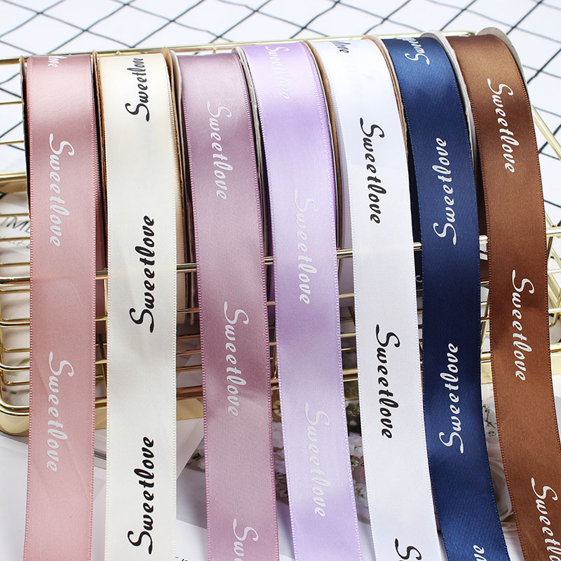 3D Printed Customized Luxury Logo Brand Name Polyester Grosgrain Satin Ribbon For Crafts