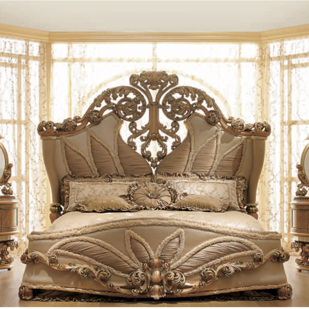 Antique King Size Bed Set 3 PCS Traditional Homey Design High Headboard California King Bedroom