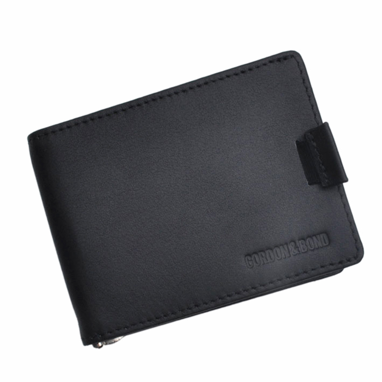 Genuine Leather Men's Wallet Front Pocket Card Holder RFID Blocking With Metal Money Clip Wallet