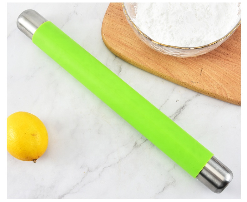 Silicone Rolling Pin Non Stick Surface stainless steel rolling pin for baking cookie pastry dough roller out dumpling wrappers