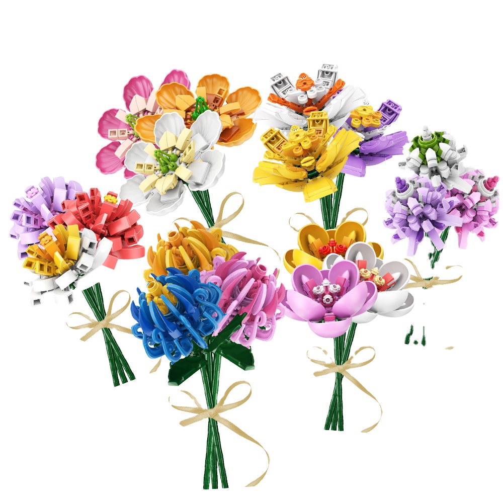Sembo 601232-601237 New Flower Bouquet Romantic DIY Creative Assembly House Decoration Building Blocks Mothers Day Gift Kids Toy