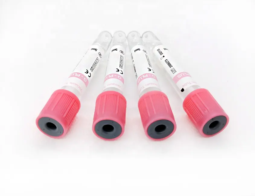 Disposable vacuum venous blood collection tube G-plus with pink cap
