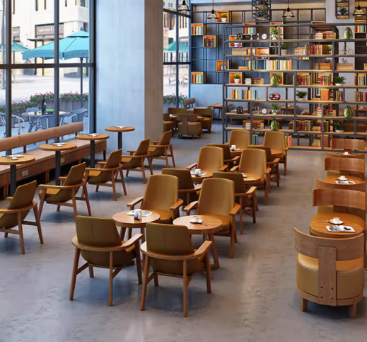 New Trend Cafe Table Set Restaurant Chairs Metal Commercial Restaurant Booths with Tables Solid Wood Modern Solid PU Leather