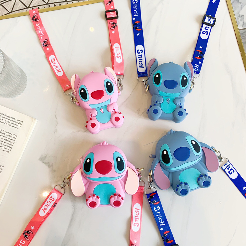 New Stitch cute cartoon Silicone Wallet Backpack Key Ring Shoulder Bag lady gift