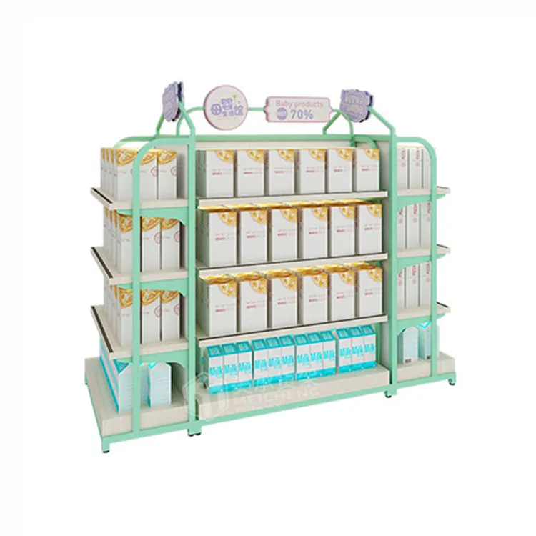 Meicheng Store Display Furniture Baby Product Shelves Retail Store Supermarket Gondola Shelving Double Sided