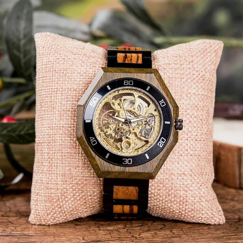 BOBOBIRD Men Automatic Wood Watch Mechanical Watches Custom Multifunctional Luxury Wristwatch Chronograph Valentine's Day Gift