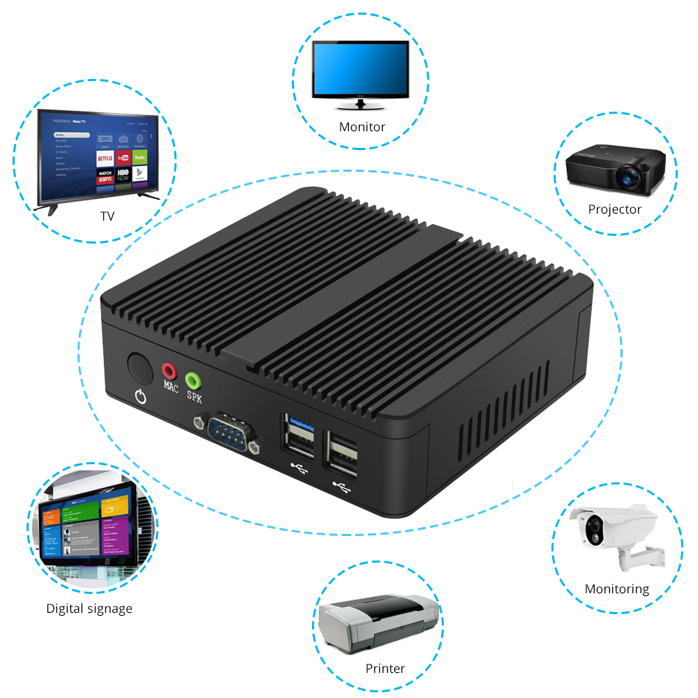 XCY ручка-tium J2900 J1900 Quad Core Мини промышленный компьютер с двумя LAN мини настольных ПК неттоп w/2 * RJ45 Gigabit Ethernet 2 * RS232