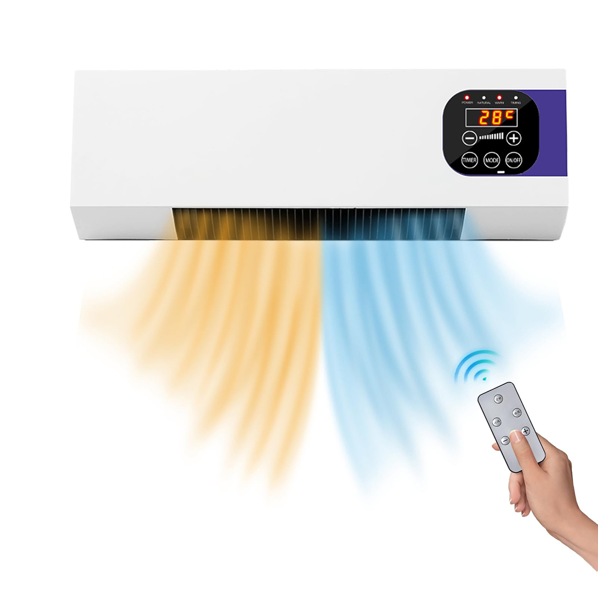 2 In 1 Remote Control High Power PTC Ceramic Fast Heating Space Hot Wall Mounted Smart Home Heater With Display For Winter Room