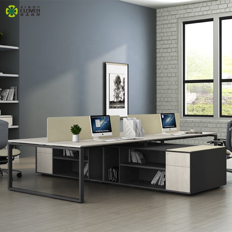 China Office Workstation Furniture Modern 4 Seater Wooden Office Desks