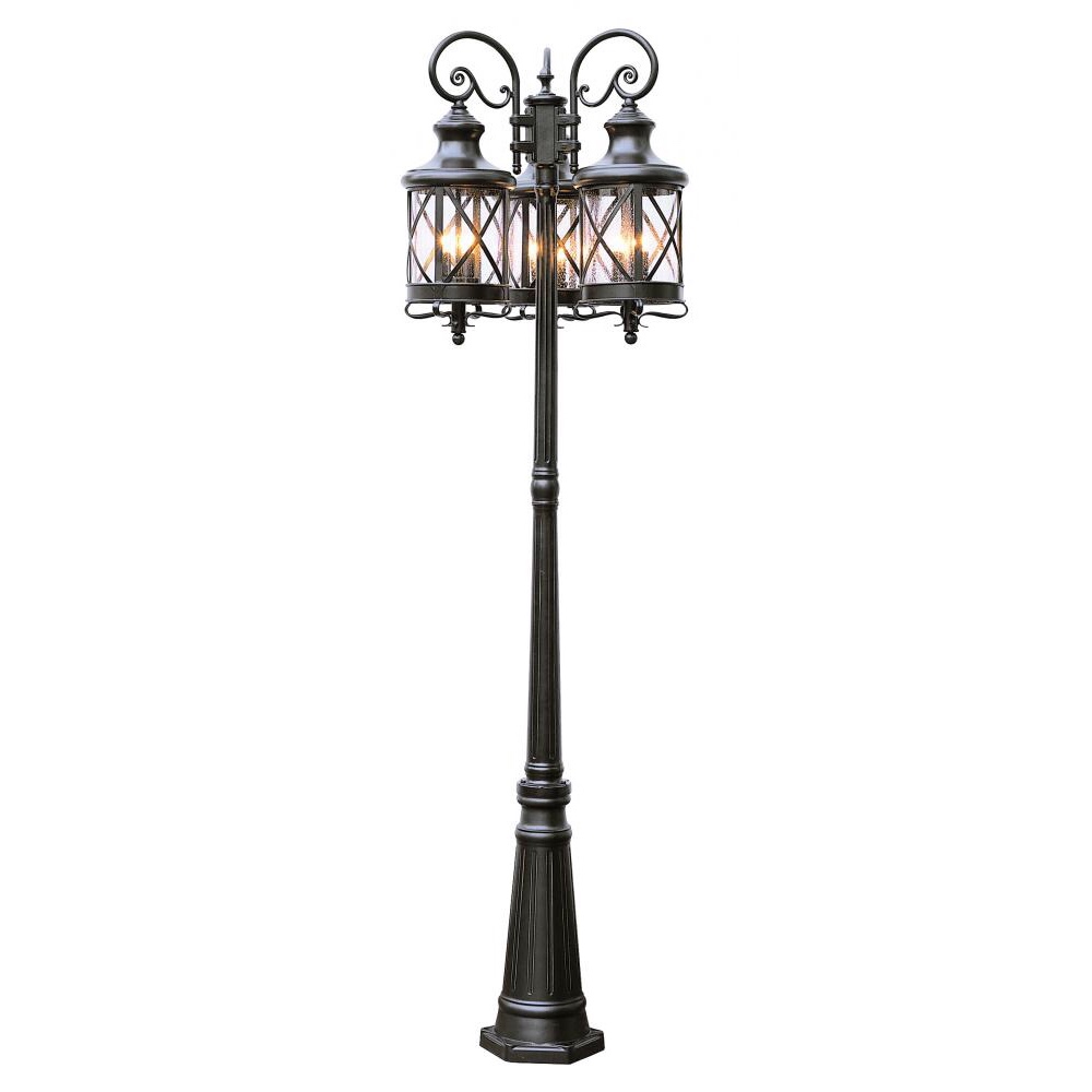Wholesale Black LED 6X40W classical outdoor pole lighting clear seeded glass