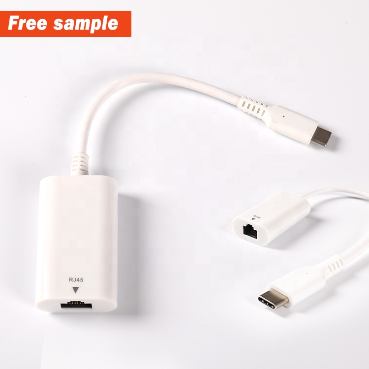 Заводской пользовательский адаптер 0,15 m PVC ABS usb-c белый Ethernet LAN штекер-гнездо 1000 Мбит/с Тип c к rj45