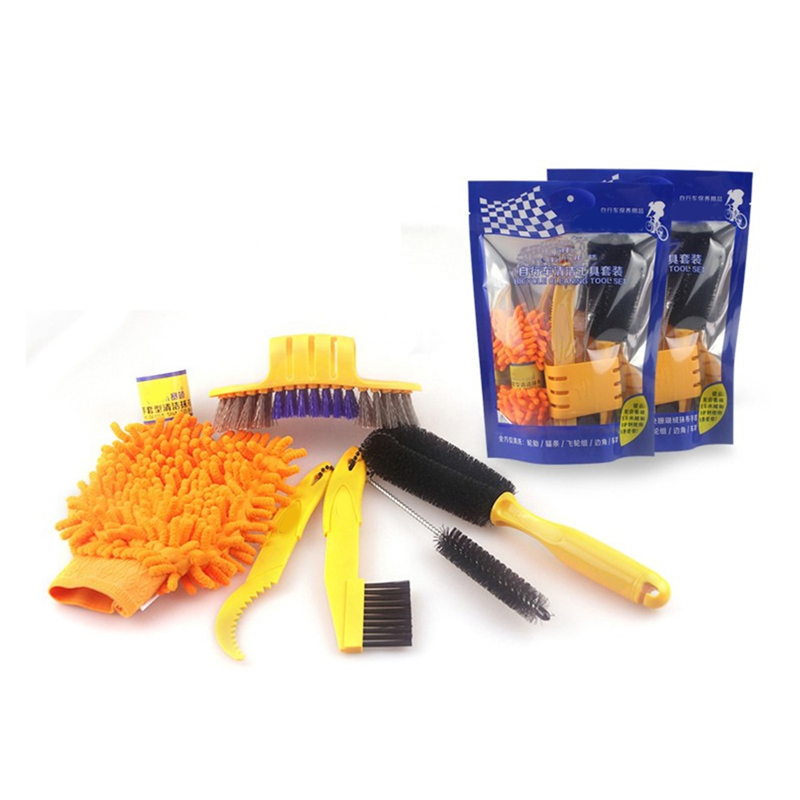 6 Pack Bike Cleaning Brush Tool Set Suitable Mountain, Road, City, Hybrid Bicycle Clean Brush Kit