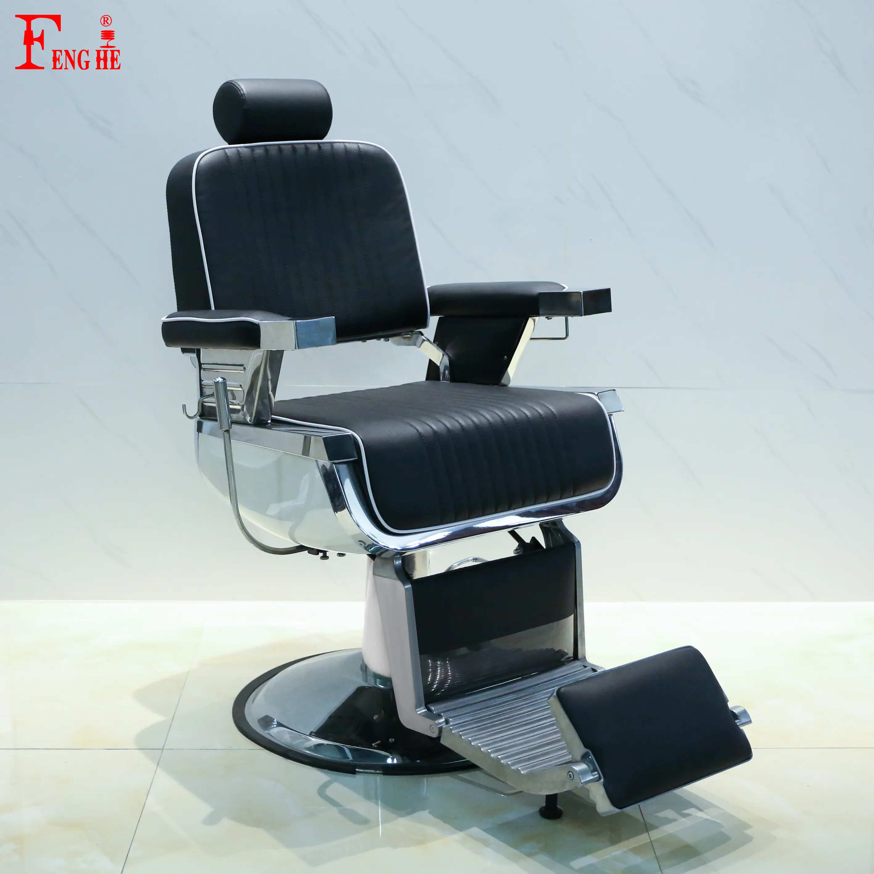 Factory Direct Supply Traditional Salon Equipment Black Pu Leather Hydraulic Reclining Barber Chair