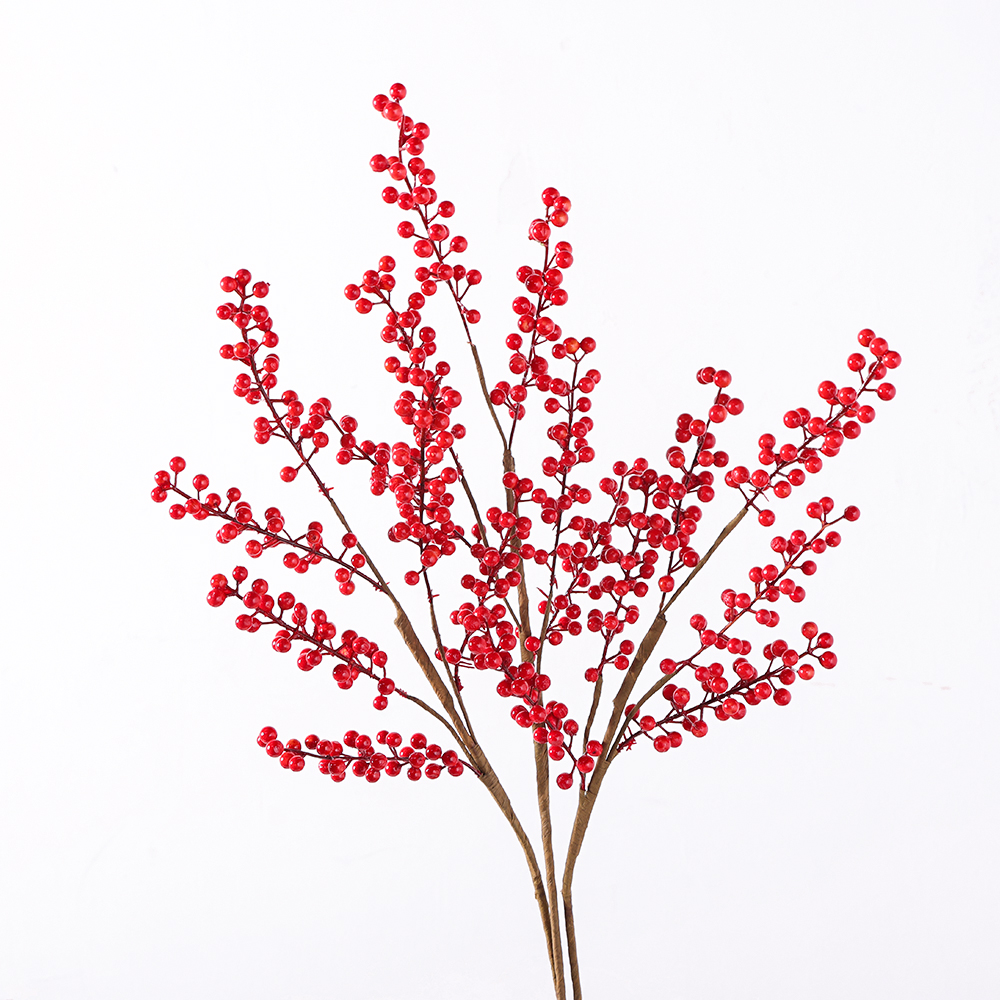 wholesale christmas decorations artificial red berry bough berry branch Festivals Decoration holly Red fruit home decoration