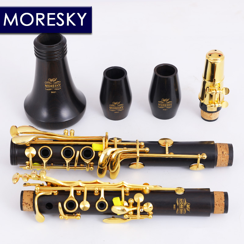 MORESKY bB кларнет Эбеновое дерево кларнет 17 ключей гренадилла позолоченные Ключи Sib Klarnet M61