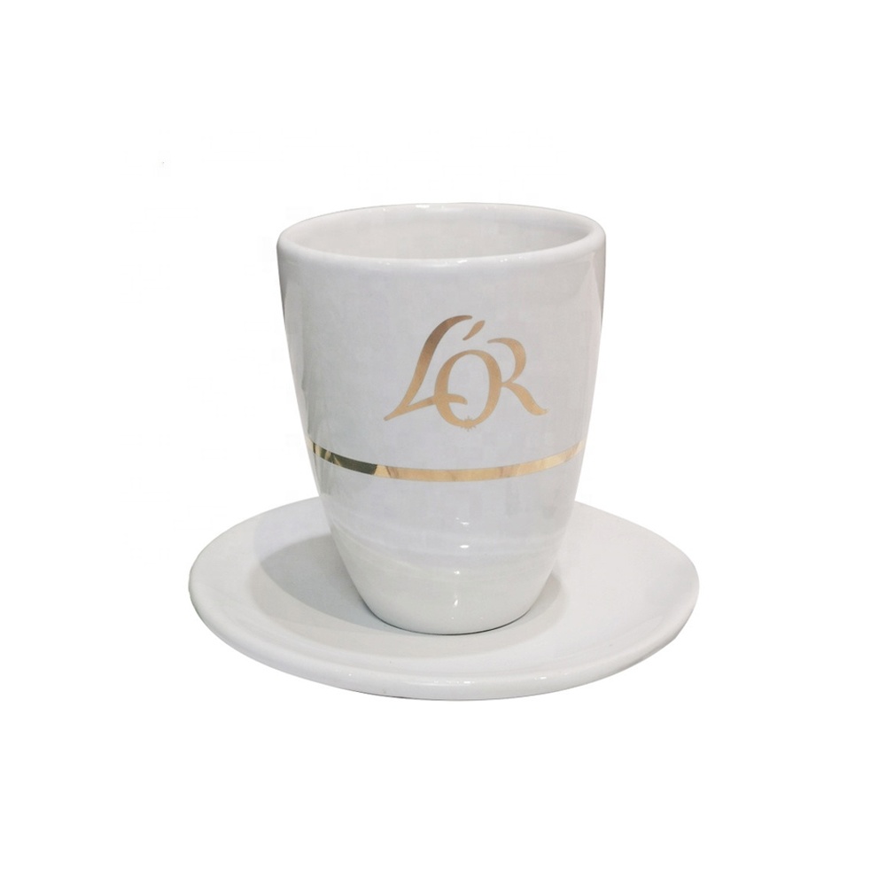 high quality wholesale tea cups and saucers black reusable coffee cup mug set