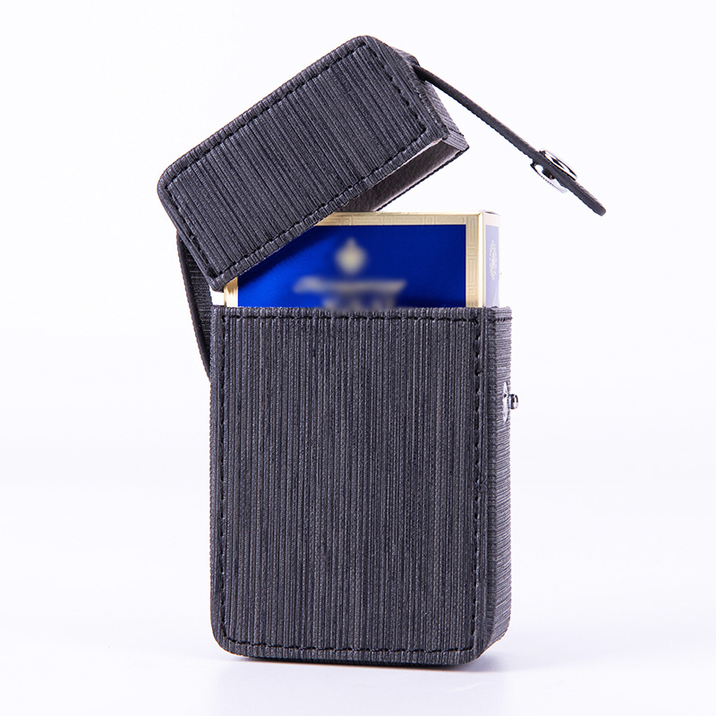 Custom Logo Minimalist Men PU Leather 20pcs Cigarette Holder Case Waterproof Regular Cigarette box Cover