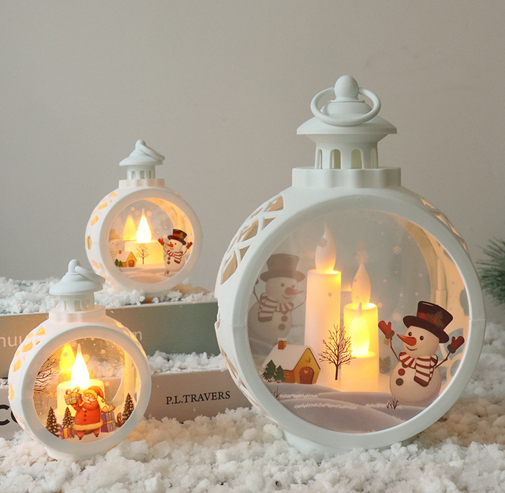 2022 Retro Round Shape Hand Lamp Christmas Tree Pendant LED Night Lights Shop Window Decorations