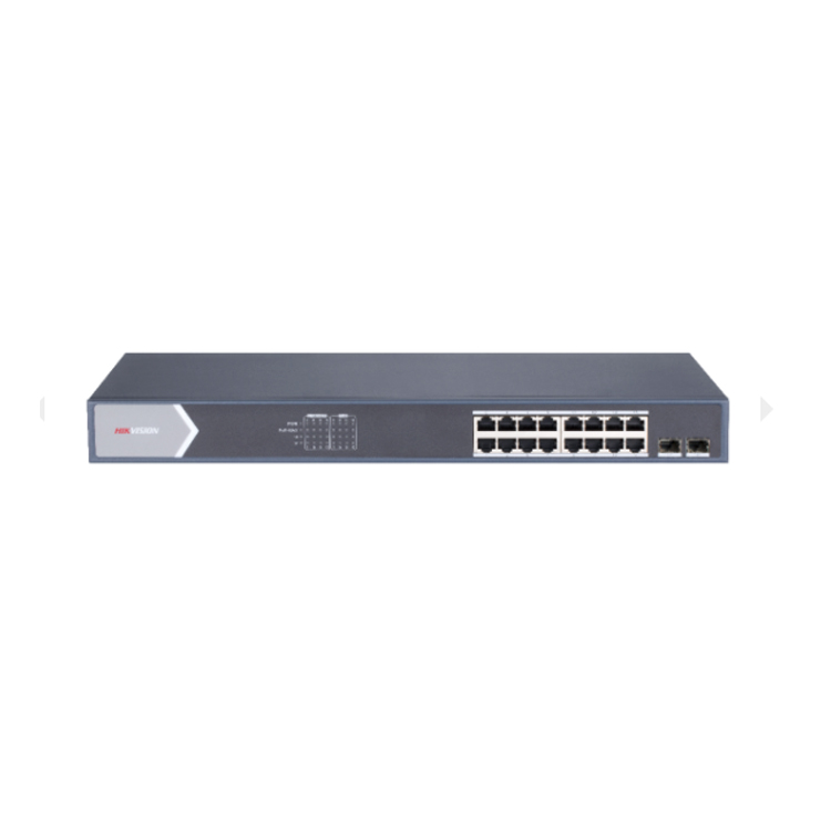 Оригинальный гигабитный неуправляемый сетевой коммутатор Hik DS-3E0518P-E/M с 16 портами POE