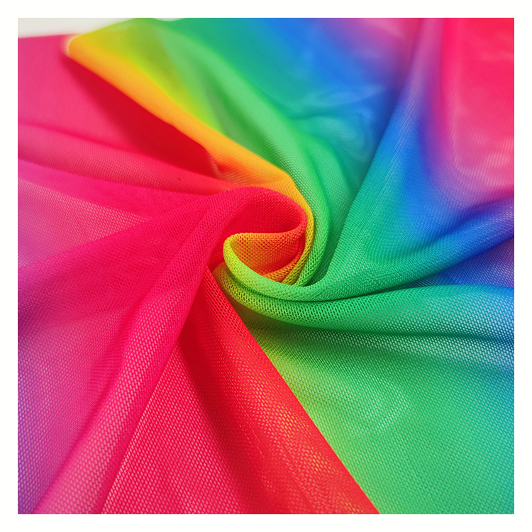 Fresh Color Mesh Fabric Knitting polyester fabric Digital printed For wedding dress