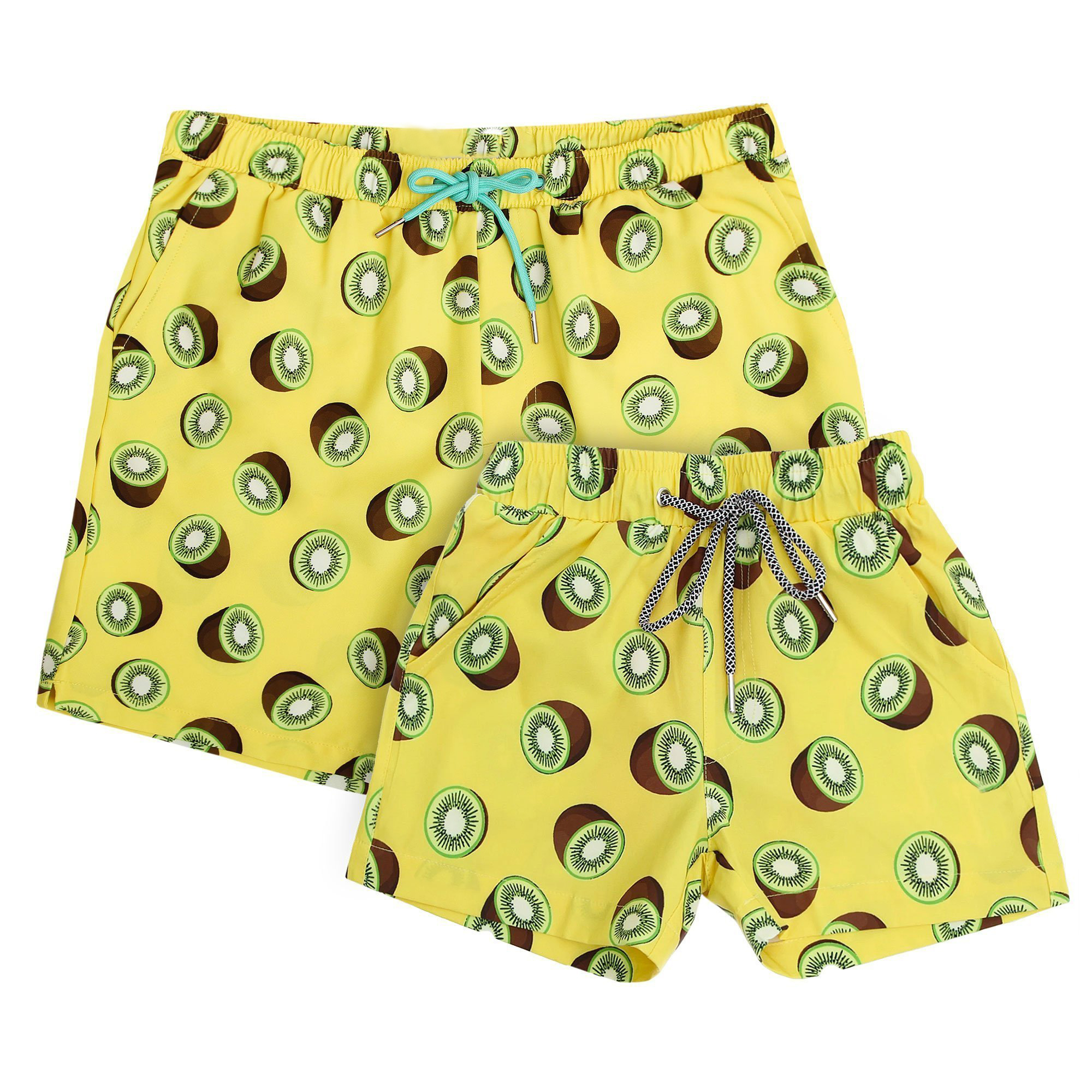 Yellow swim suit parent-child beach shorts matching family swimsuits for dad and son