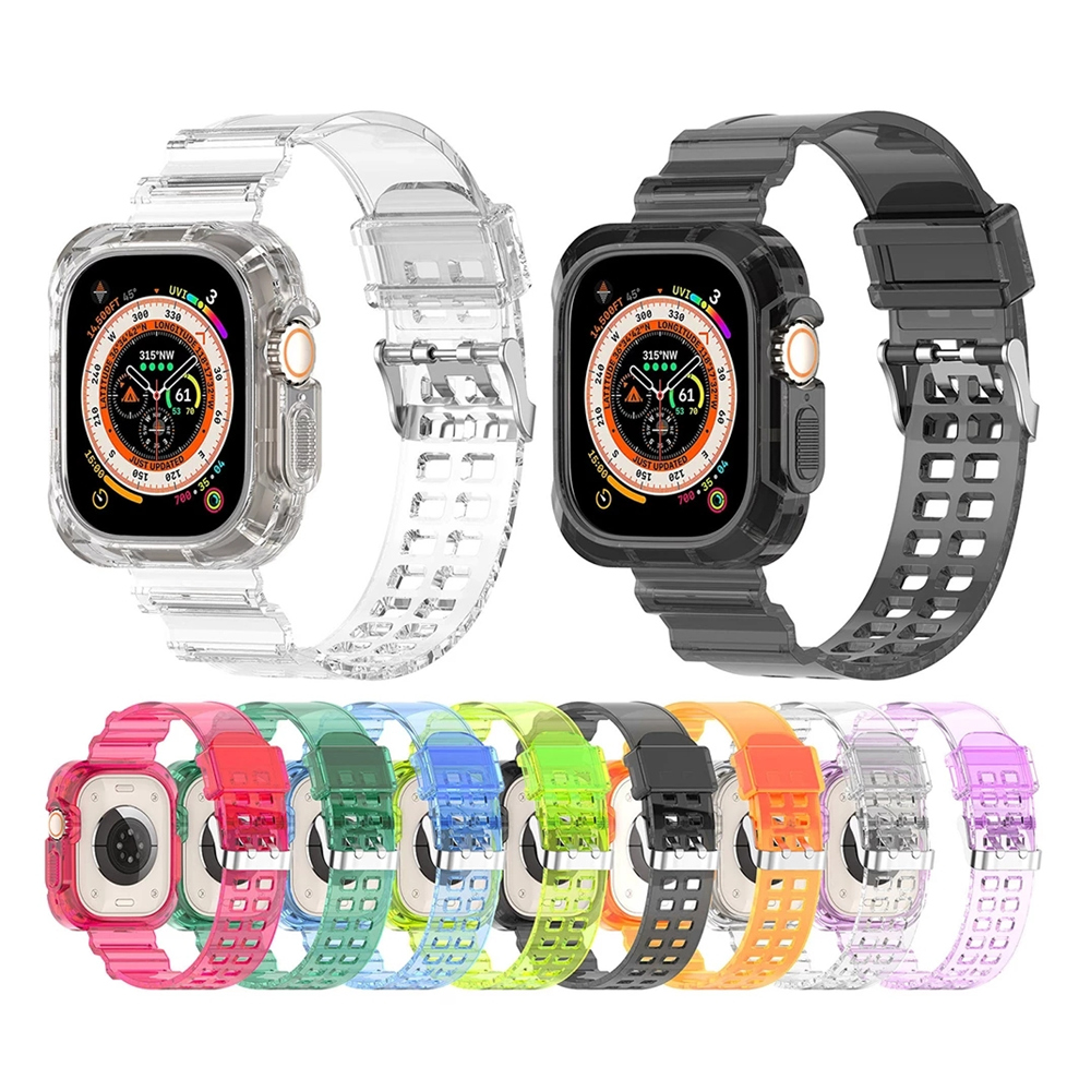 Прозрачный спортивный силиконовый защитный чехол для Apple Watch Ultra 49 мм 3 4 5 6 7 8, ремешок из ТПУ для Iwatch 38/40/42/44/41/45