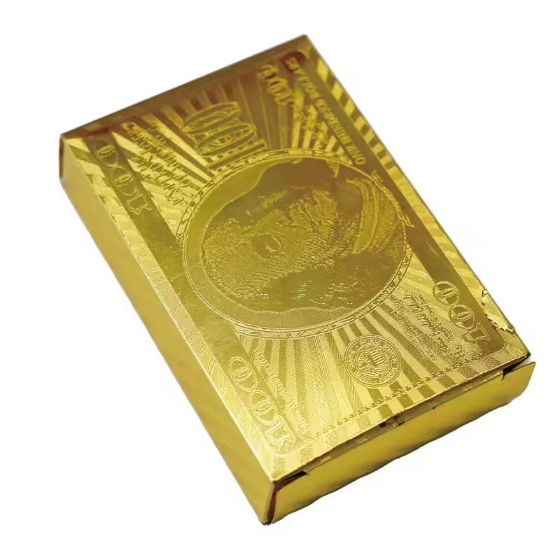 2024 OEM Factory Luxury Gold Foil Plastic Poker Cards New Printed Playing Cards for Game Use