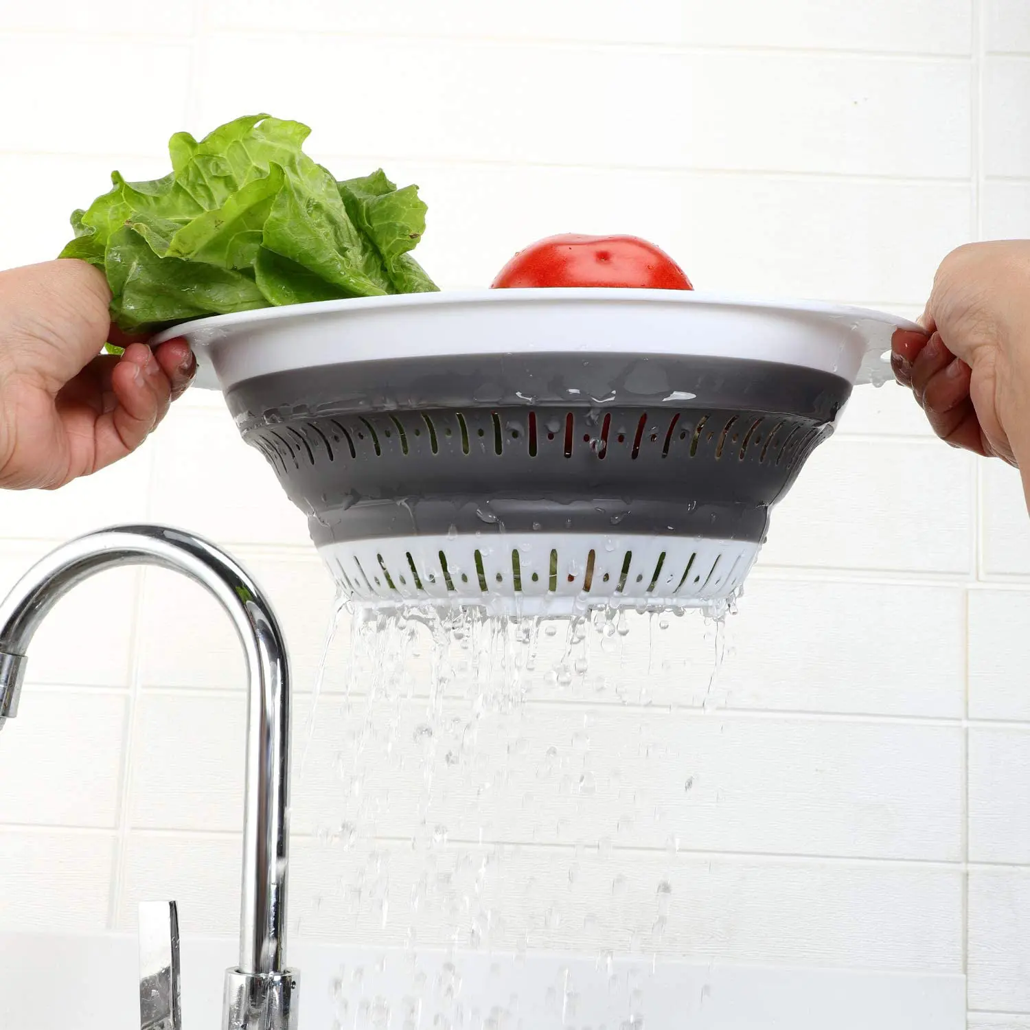 BPA-free Collapsible Colander Strainer Set Kitchen Foldable Drain Basket for Vegetable Fruit Washing
