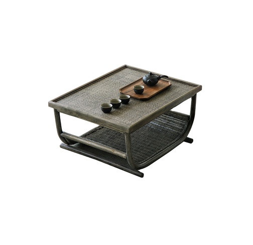 European living room furniture coffee tea furniture rattan wood frame leisure table and rush cushion