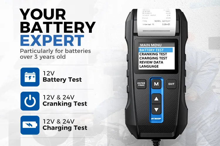 TOPDON BT300P 12V Digital Battery Discharge Testers And Printer Lcd Display Battery Analyz Discharging