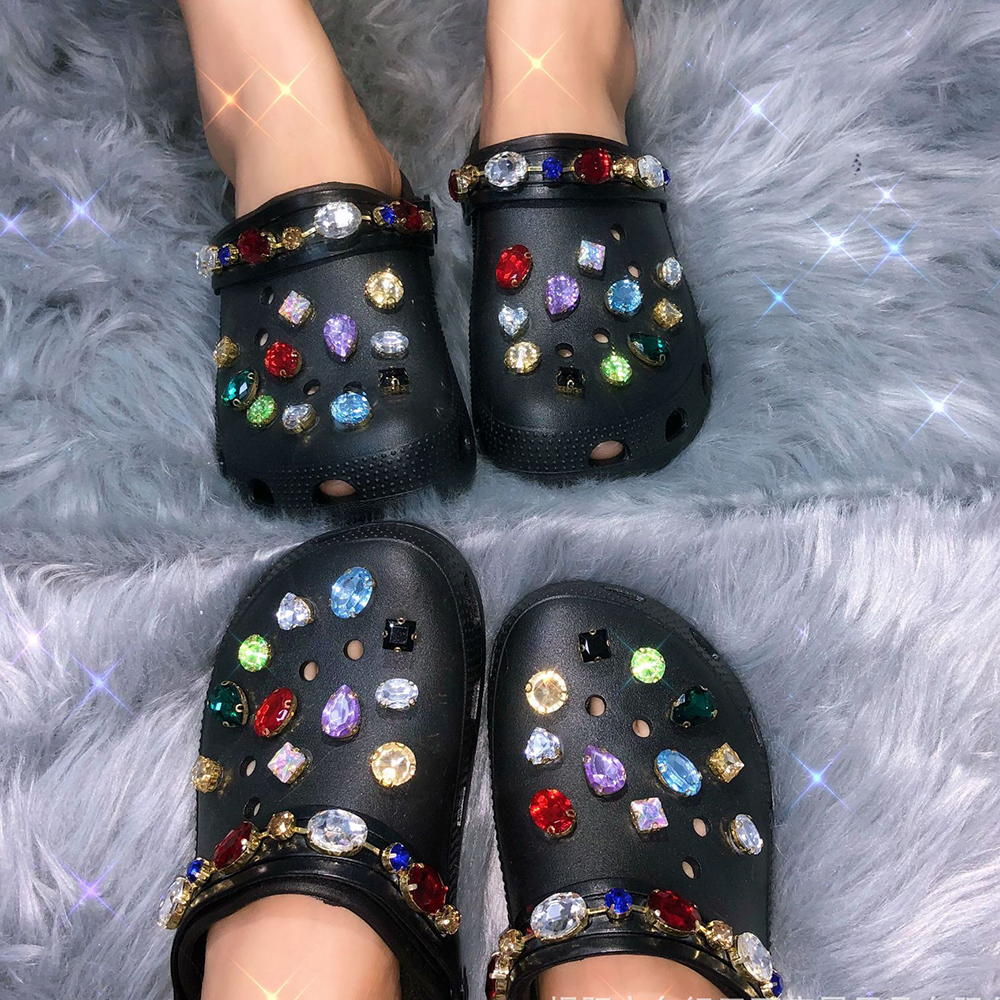 2021 hot sale designer women rhinestone shoes with bling charms fall women's clogs shoes