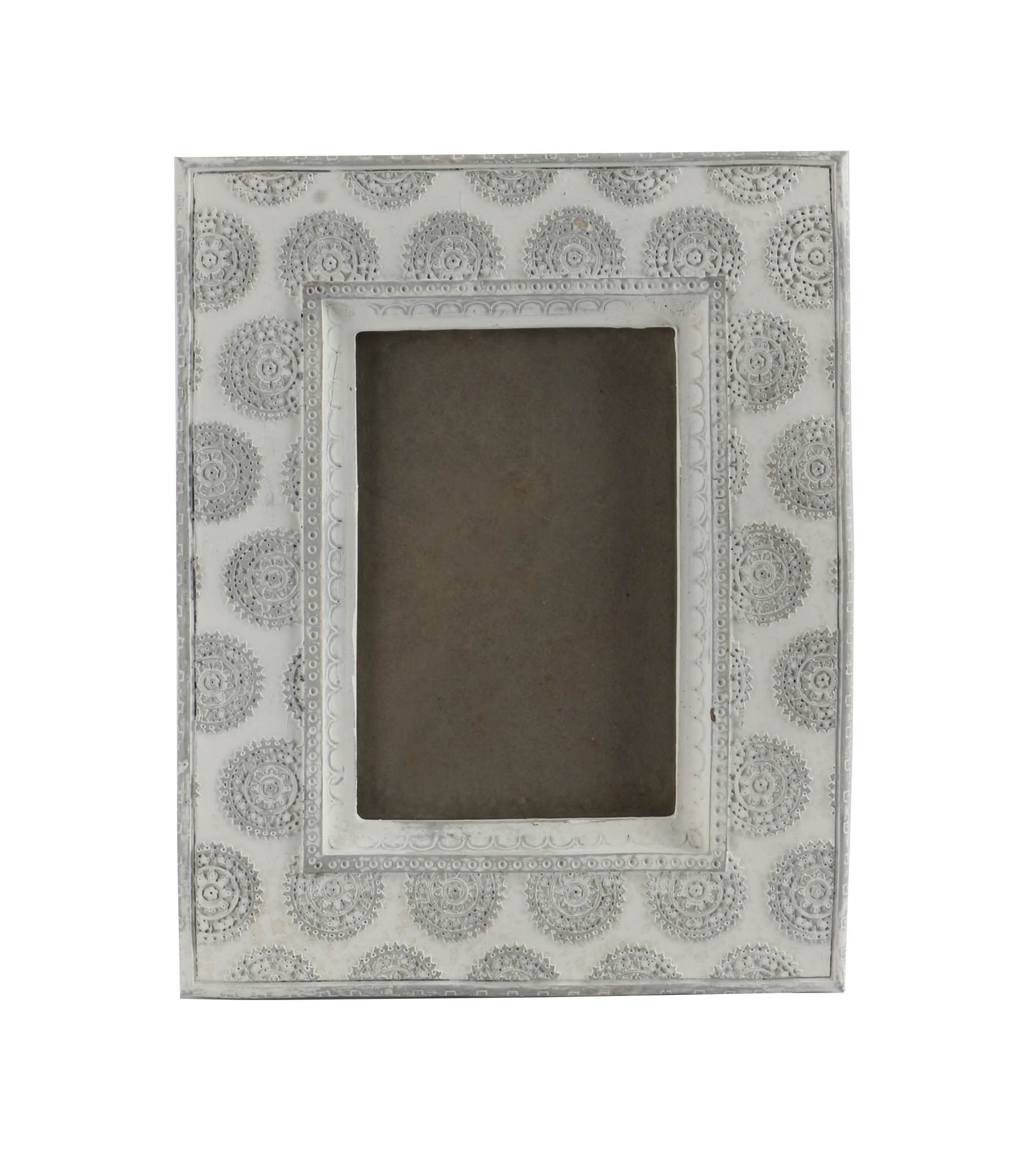 4x6" Textured Hand-Crafted Resin Picture Frame with Easel & Hook for Tabletop & Wall Display, Decorative Design with Glass