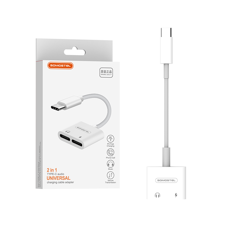 Somostel оптовая продажа USB-C Джек аудио адаптер для подключения наушников корпус из АБС-пластика + TPE Шнур адаптер для мобильного телефона
