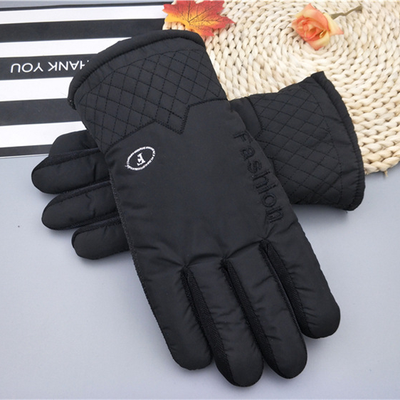 Black warm gloves wholesale men's winter thickened gloves plus fleece memory cloth non-slip gloves