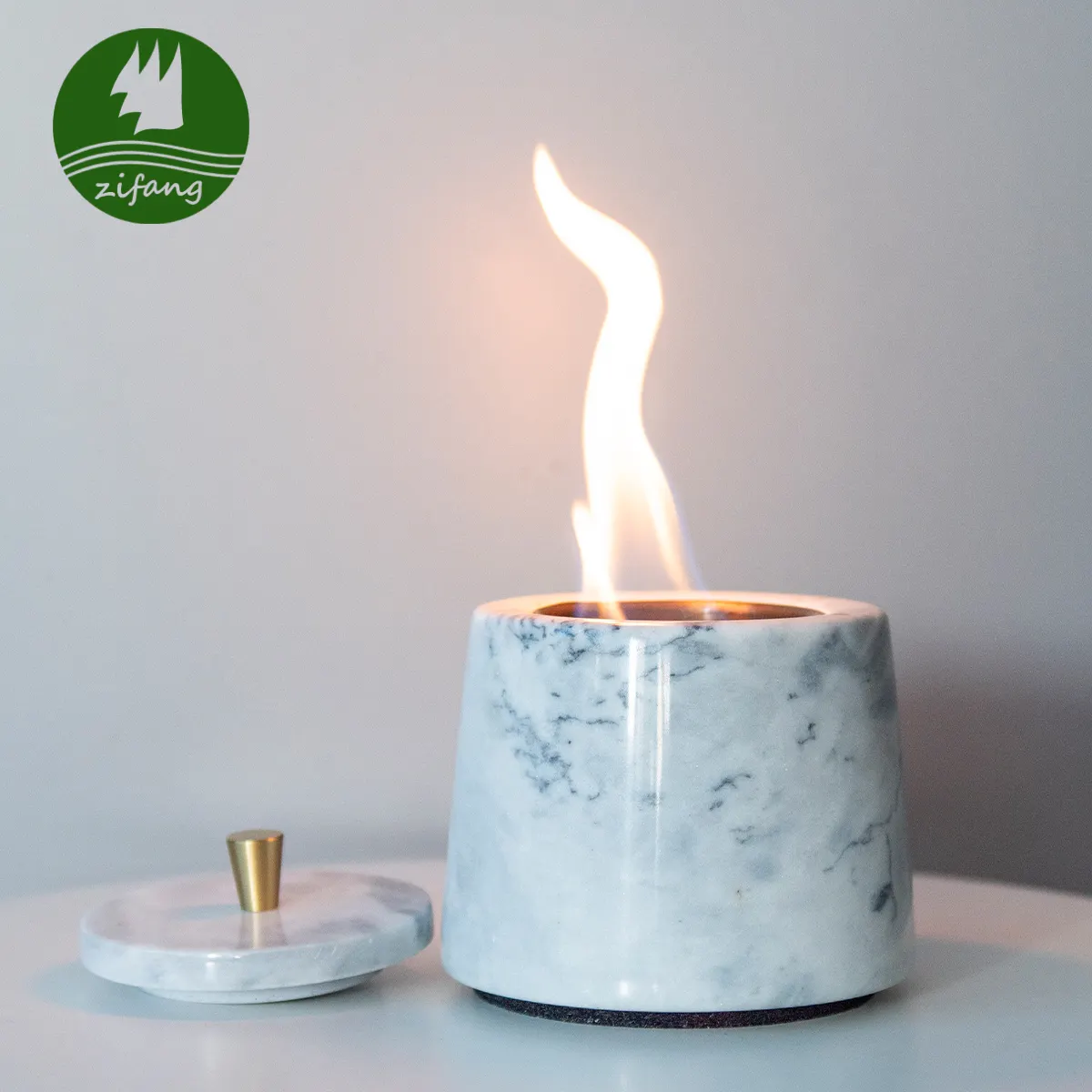 Wholesale Smokeless Real Marble Stone Table Top Mini Personal Tabletop Portable Alcohol burner Firepit Bio ethanol Fire pit