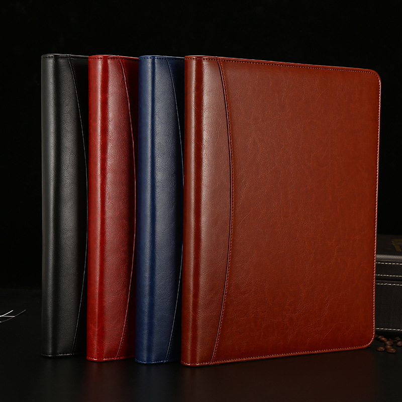 A4 Series Multifunctional PU Leather custom presentation folder With Notebook