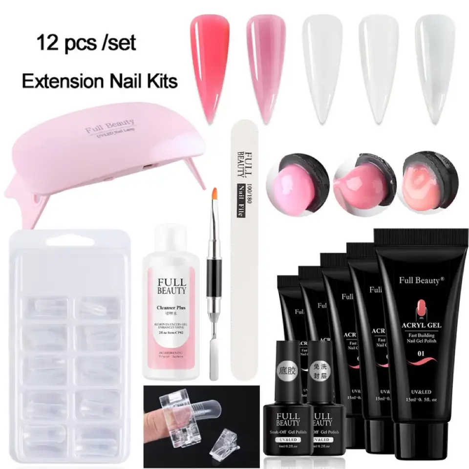 Acrylic gel 6 colors 15g poly gel Extension Nails Acrylic Poly gel Kit with Uv lamp