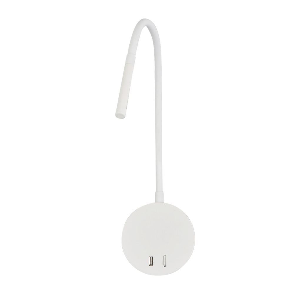 Hotel Wall Light With Usb Port Gooseneck Bedside1w 3w Reading Lamp Flexible Wall Lamp