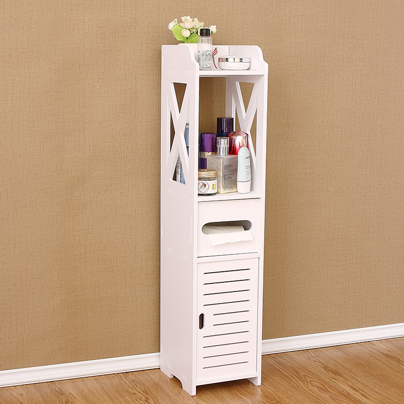 Saving Space Thin Toilet Vanity Cabinet Organizer Plastic White Bathroom Storage Cabinet Bathroom Storage Rack