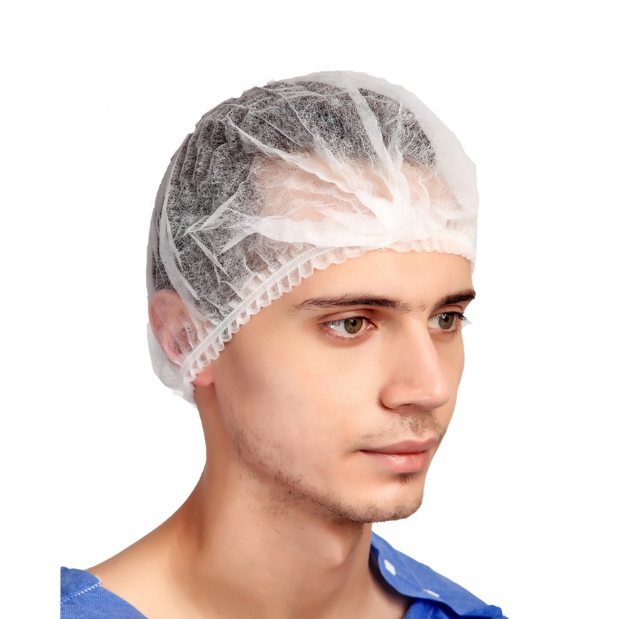 Disposable Non woven protective strip clip cap bouffant head cover Hair Net surgical cap cleanroom Round mob cap