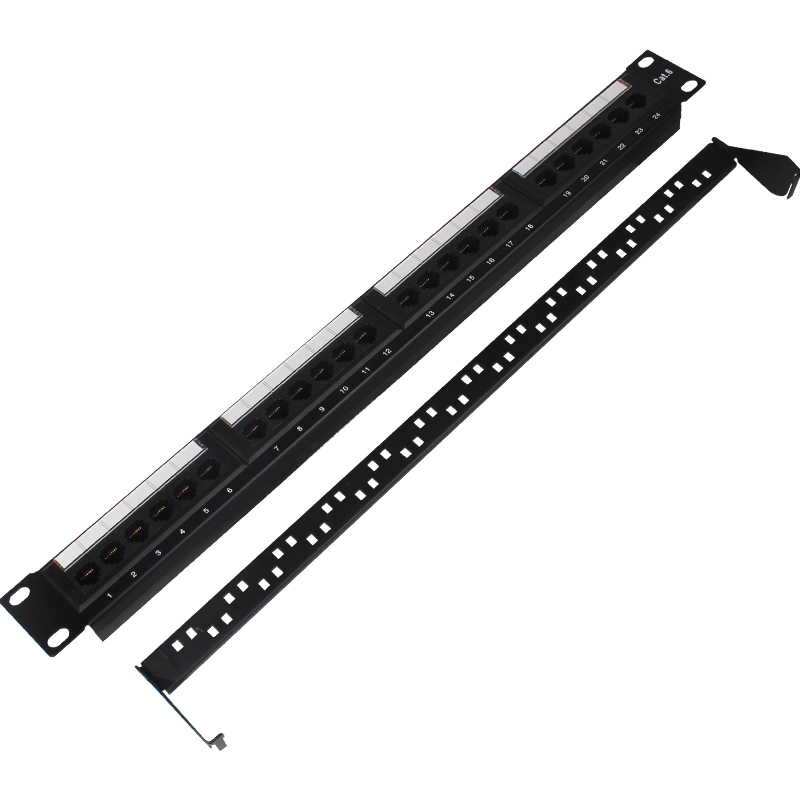 24 Port Patch Panel Modular for Keystone Modules 1U 19 Inches Rack Mounting Compatible CAT6 CAT7 LAN Network Black