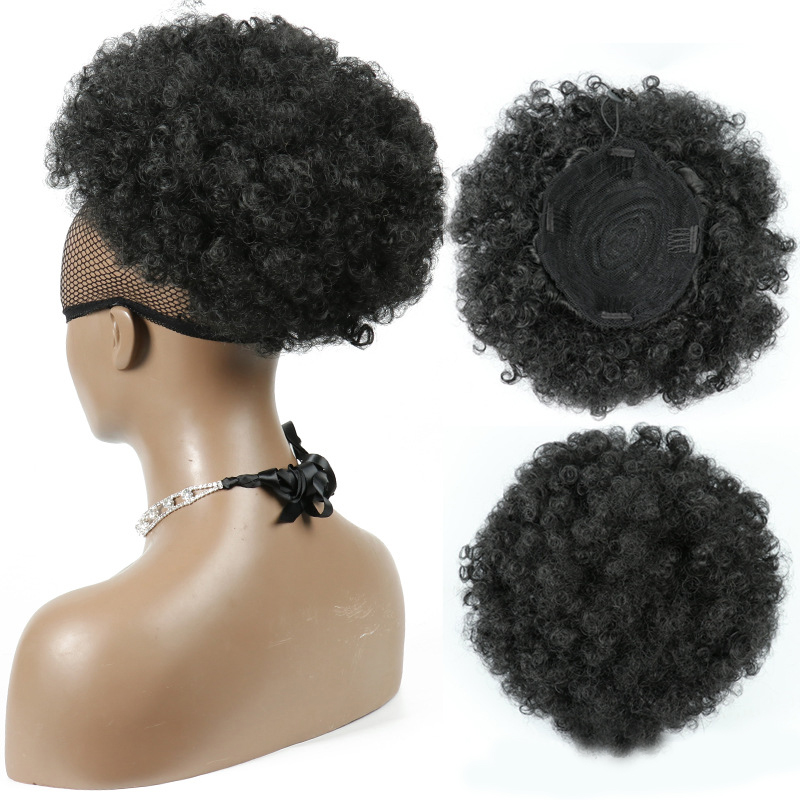 Not easy to come off and install afro hair bun with synthetic hair wigs and synthetic hair chignon