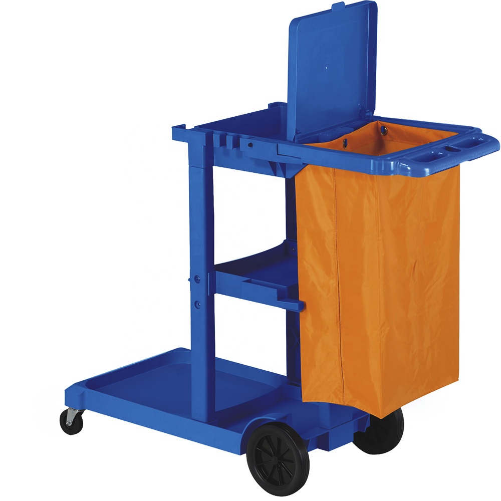 O-Cleaning Hotel Multifunctional Cleaning Service Cart Housekeeping Hand Push Rolling Utility Cart Hospital Janitorial Trolley