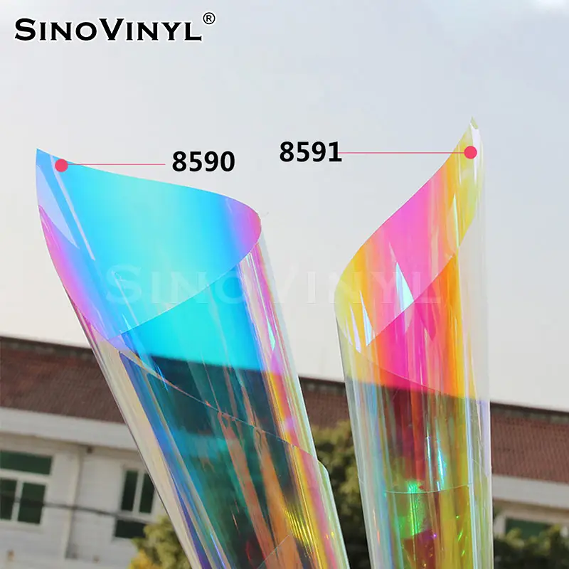 SINOVINYL 1.37x30M Rainbow PET Material Building Decoration Material Colored Removable Glue Window Glass Film