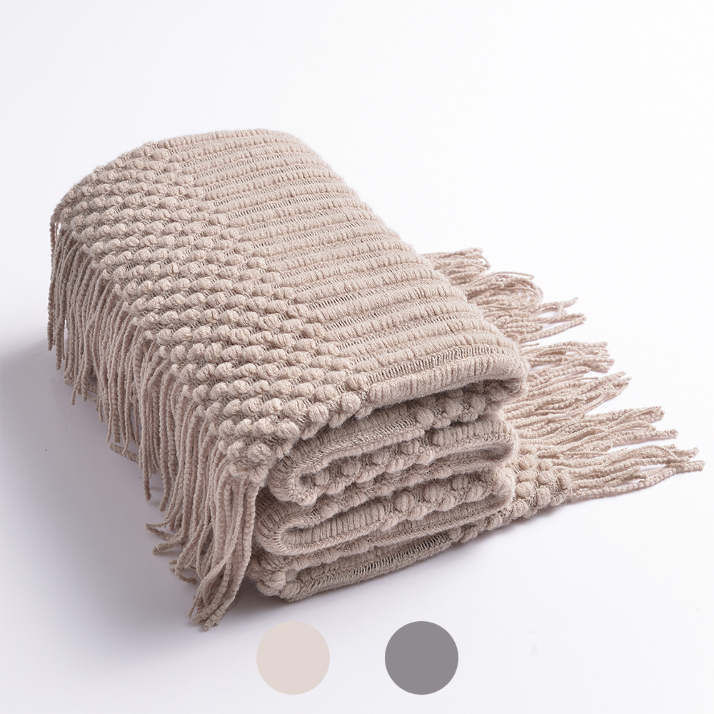 LIFEIN new design classic knitted soft luxury throw blanket with tassel for home