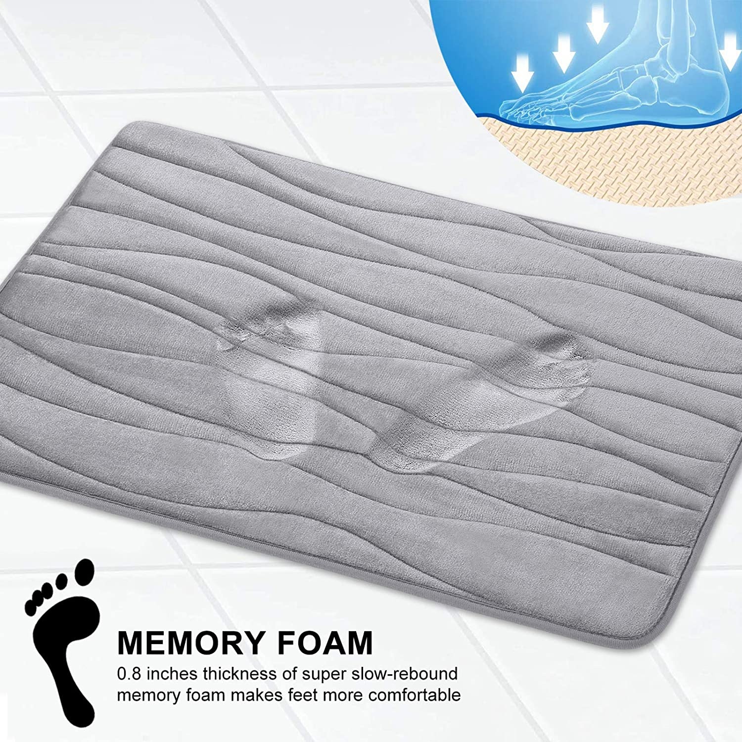 embroidery flannel fleece floor mat wave pattern anti-slip bathroom door mat rug water absorb memory foam bath mat sets