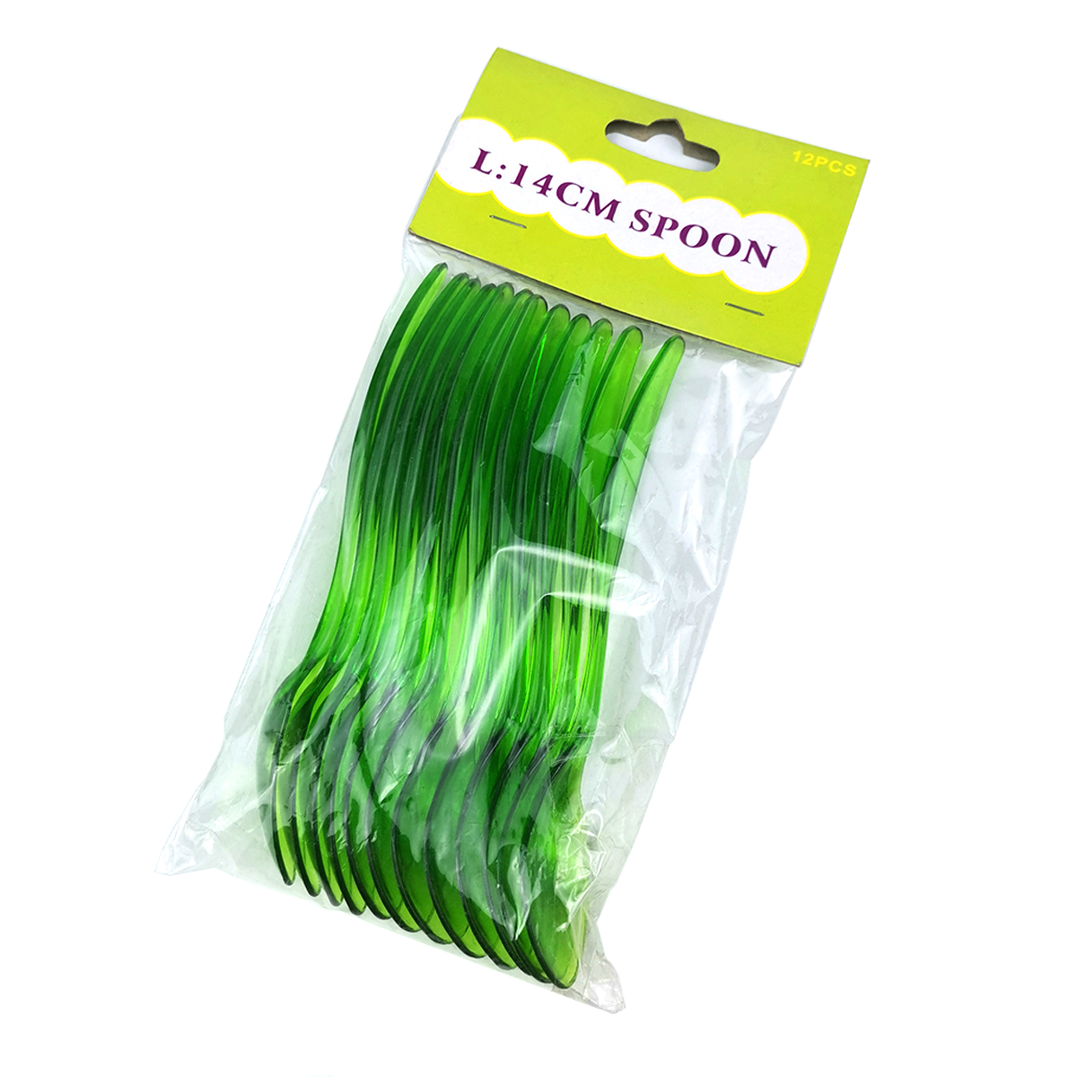 disposable wholesale cheap 14cm 12pc green/blue/orange plastic kids baby spoon