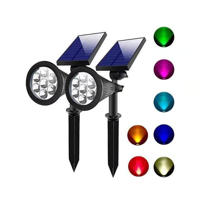 RGB Solar Spotlight Outdoor Adjustable Flag Pole Lights Waterproof Landscape Wall Light Garden lawn light Pool Area, Tree, Pond