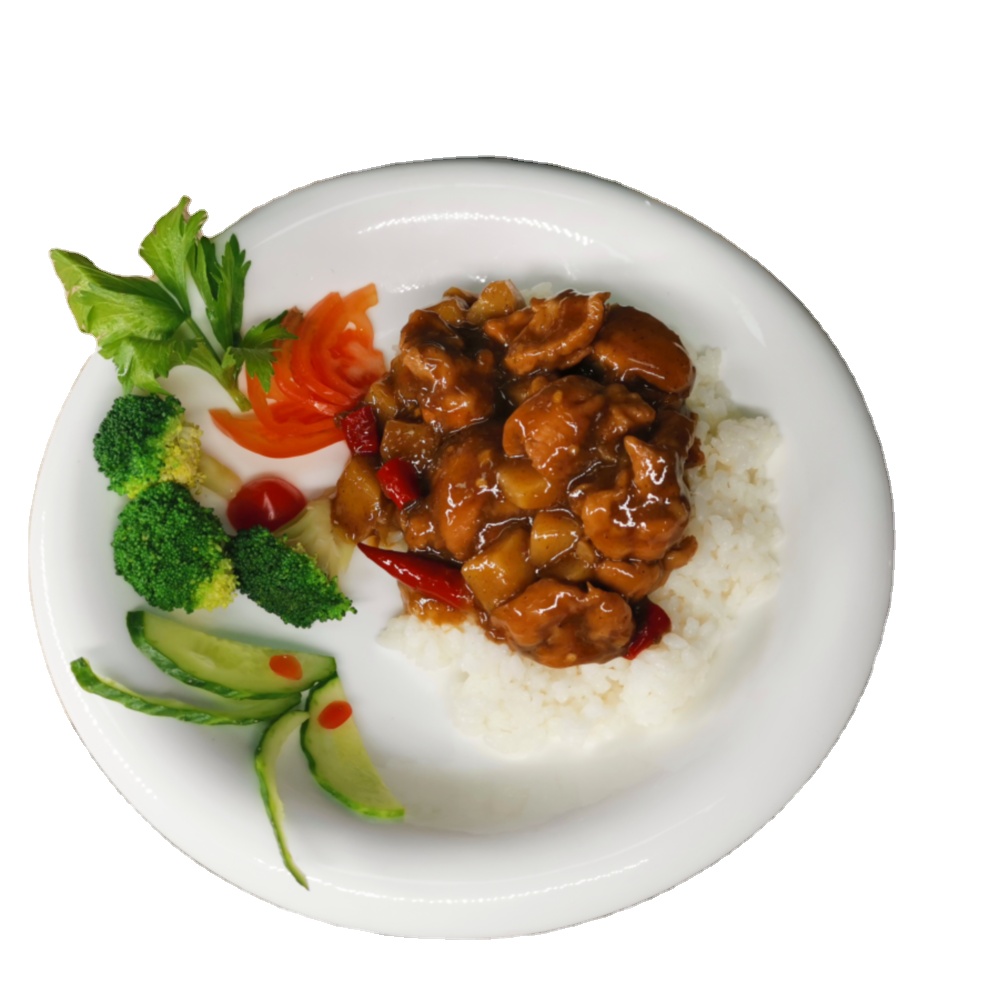 Высококачественные вкусные и удобные блюда, включая жареный куриный картофель и перцы